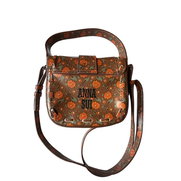 Anna Sui Anthropologie Leather Devon Floral Retro Crossbody Bag New - Picture 6 of 7